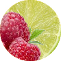 raspberries and lime slice